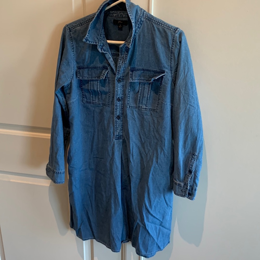 J.Crew denim shirt dress with long sleeves